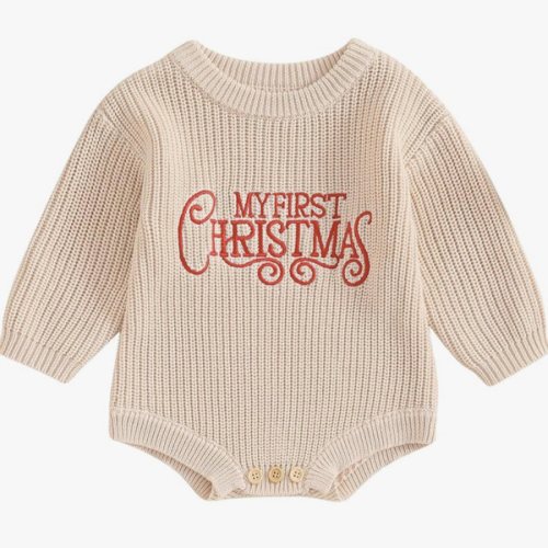 Adobabirl Baby Girl Boy Knitted Sweater Bubble Romper Long Sleeve Jumpsuit Festival Outfit Fall Winter Spring Clothes