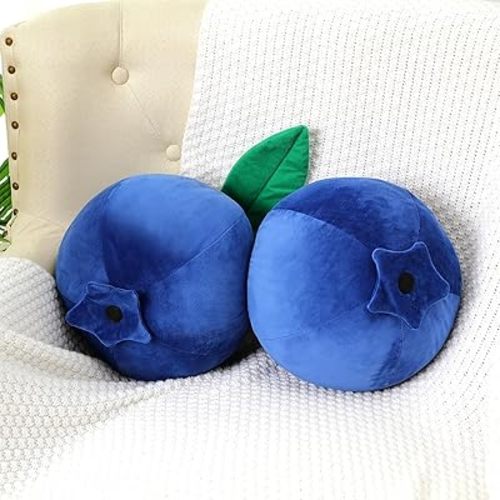 Decorative Cute Blueberry Plush Pillow Kawaii Fruit Stuff Hugging Plushies Gift Soft Novelty Pillow Cushion Seat Decor for Gift Home Decor
