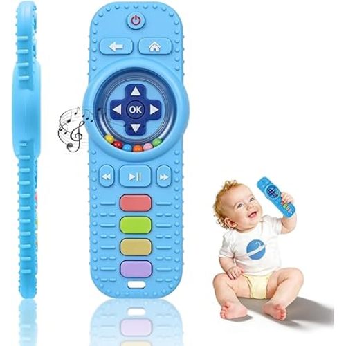 Baby RattlesTeething Toy for Babies 3-6-12 Months, Teething Relief, Silicone Infant Teethers TV Remote Shaped, Toddlers Sensory Toys, Newborn Must