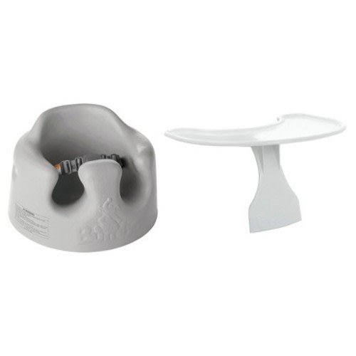 Bumbo Baby Infant Soft Foam Floor Seat with Eating and Play Top Tray Attachment, Color: Cool gray