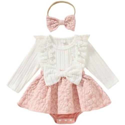 Baby Girl Clothes Long Sleeve Romper Dress Lace Ruffle Fall Winter Outfit