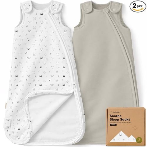 2-Pack Organic Baby Sleep Sacks, 100% Cotton - Soft & Breathable 0.5TOG Baby Wearable Blanket, Toddler Sleeping Sack 6-18 months, Easy to Wear Transitional Swaddles for Newborns, Infants (Nordic, M)