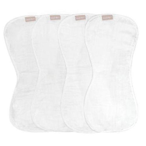 WeeSprout Unisex Organic Towel Cotton Burp Cloths, Four Ultra-Absorbent Layers - White, Set of 4
