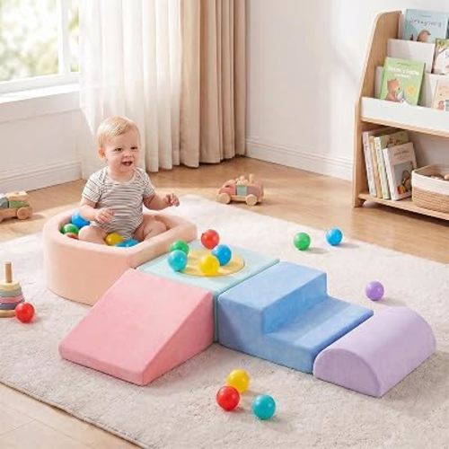 Tiita Baby Climb and Crawl Playset 5-Piece with Small Ball Pit