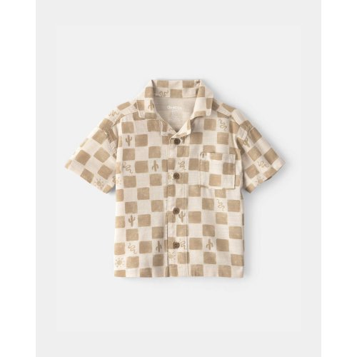 Baby Boy Cactus Checkered Short-Sleeve Button-Down Shirt - Beige - OshKosh B'gosh | Carter's