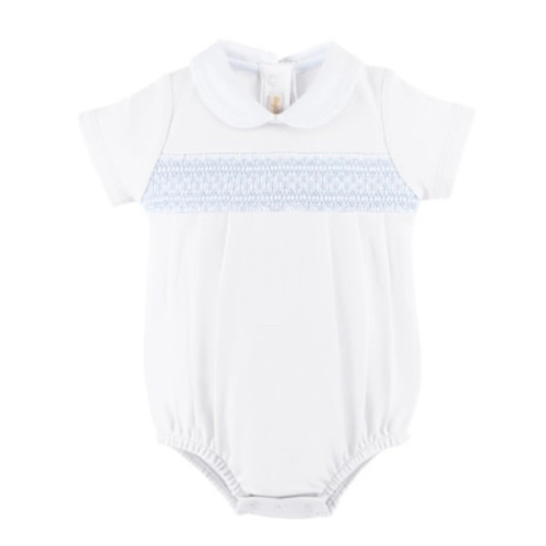 Baby Club Chic - White Hand Smocked Bubble w/ Round Collar - Sweet E's Children's Boutique