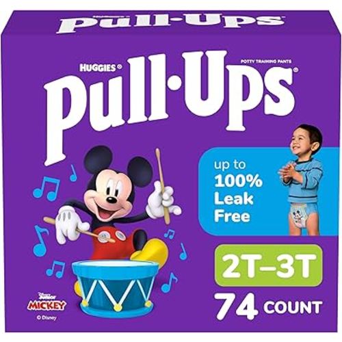 Pull-Ups Boys' Potty Training Pants, Size 2T-3T Training Underwear (16-34 lbs), 74 Count