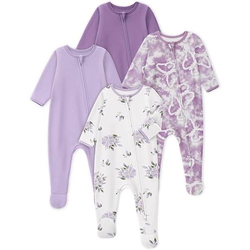 Looxii Baby Pajamas 100% Cotton Baby Sleepers for Newborn 0-3 3-6 6-9 Months Boys Girl Clothes 4pcs Footed PJs