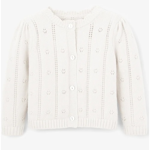 White Pointelle Knit Baby Cardigan – Elegant Baby, 6-9 M
