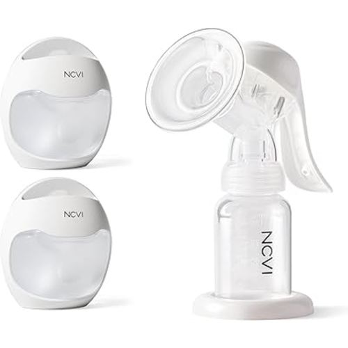 NCVI Manual Breast Pump 20mm Flange and Silicone Breast Milk Collector Catcher, BPA Free