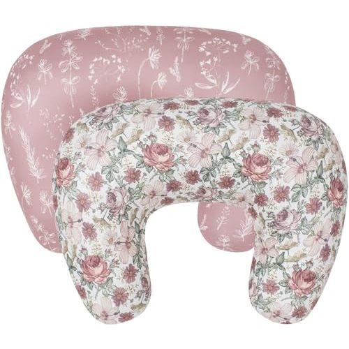 Little Jump Nursing Pillow Cover, Vintage Floral | 2 Pack, Western Wild Flowers, Soft Stretchy Fabric, Easy-On Slipcover, For Updated Designed Breastfeeding Pillows