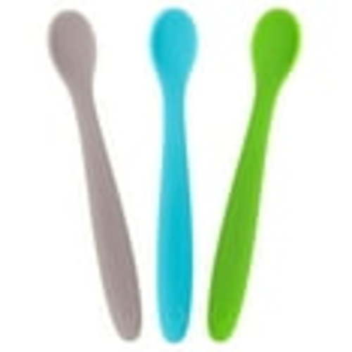 WeeSprout Silicone Baby Spoons, First Stage Infant Feeding Utensils with Soft-Tip, Set of 3