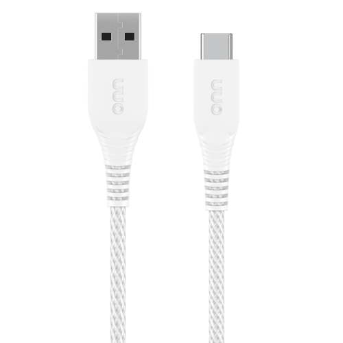 onn 10ft USB-C To USB Braided Charging Cable, USB-IF Certified, White - Compatible with iPhone17/ 16/15 Series, Samsung Galaxy, Note, Pixel Devices iPad Pro, & More