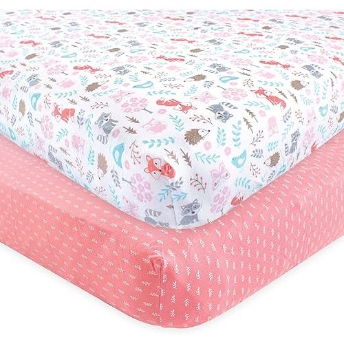 Hudson Baby Unisex Baby Cotton Fitted Crib Sheet, Woodland Fox, One Size