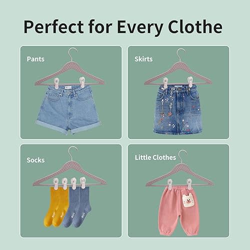 YeHeng 30 Pack Hanger Clips, 2.6 Inch Plastic Clothes Pins, Heavy Duty Hanger Clips for Skirts, Pants, for Baby Clothes Hangers, White