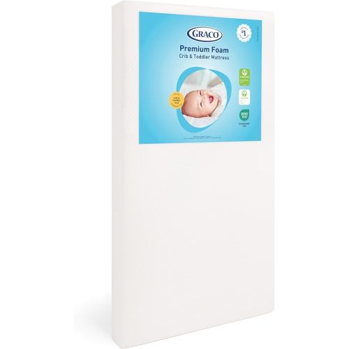 Graco Premium Crib & Toddler Mattress – GREENGUARD Gold Certified, CertiPUR-US Certified Foam, Machine Washable Cover with 100% Waterproof Surface, Fits Standard Full Size Baby Crib and Toddler Bed