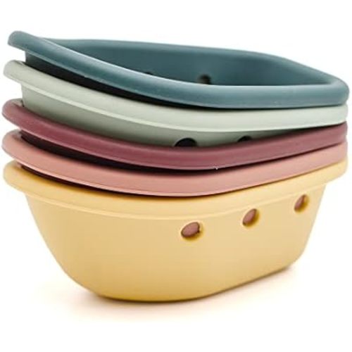 nouka Stacking Boats Toy | 100% Food-Grade Silicone | Safe & Soft | Dishwasher Friendly | Moon Set
