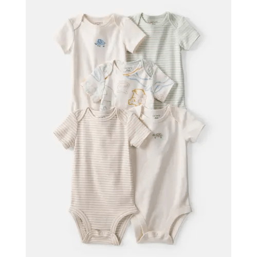 Baby Boy 5-Pack Animals Multipack Bodysuits - Ivory/Tan | Carter's