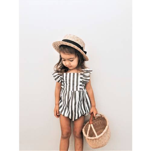 Baby Girl striped Romper, Flutter Sleeve Romper, Baby Girl Playsuit, Ruffle Romper, Baby Shower Gift, Tied Strap Romper, Onesie