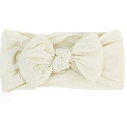 WIDE PANTYHOSE HEADBAND WITH KNOT - ANTIQUE WHTE
