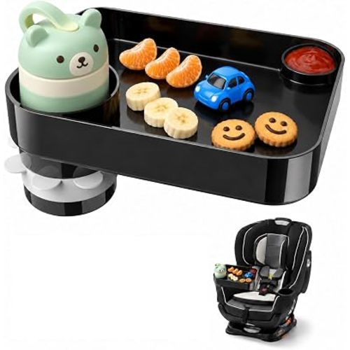 2PACK Car Seat Snack Tray for Kids, Large Square Travel Tray for Road Trips