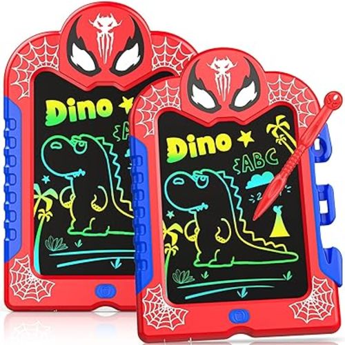 LCD Writing Tablet for Kids: Spidolapse 2 PCS Doodle Board & Drawing Pad Christmas Birthday Gift for 3 4 5 6 7 8 Year Old Boys Girls Toddler Travel Toys for Kid Age 4-6 Road Trip Activities (Red&Red)