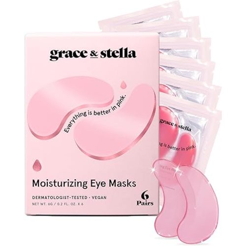 grace & stella Award Winning Under Eye Mask Reduce Dark Circles, Puffy Eyes, Undereye Bags, Wrinkles, Gel Under Eye Patches, Small Gifts for Women, Gifts Under 10 Dollars, Vegan (6 Pairs, Blue)