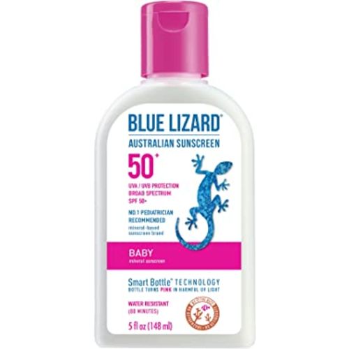 Blue Lizard Baby Mineral Sunscreen with Zinc Oxide, Water Resistant, UVA/UVB Protection with Smart Technology - Fragrance Free, Unscented, SPF 50 - 5 Fl Oz - Bottle