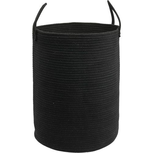 Woven Cotton Rope Laundry basket-16”X22” Laundry Hamper-Rope Storage Basket for Dirty Clothes, Toys and Blankets Perfect for Bathroom, Baby nursery and Living Room Storage (black, Large)