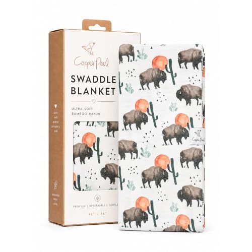 Copper Pearl Swaddle Blankets for Newborns | Soft Stretchy Receiving Blankets for Boys and Girls | Large 46 x 46 Inch Baby Blankets | Lightweight and Breathable Swaddles | Bison