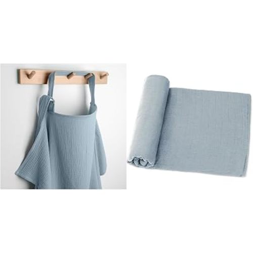 Muslin Nursing Cover and Muslin Swaddle Blankets Pack of 1 Bundled by Comfy Cubs
