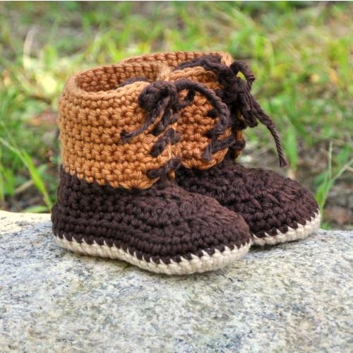 Crochet Cotton Baby Booties, Winter Style Boots, Handmade in Maine