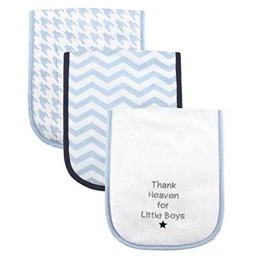 Luvable Friends Unisex Baby Cotton Burp Cloths with Fiber Filling, Boy Thank Heaven, One Size