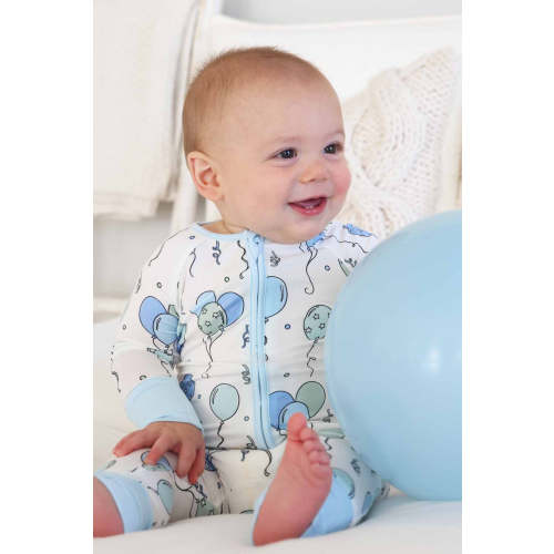 Party Time Convertible Zip Romper in Blue | Caden Lane