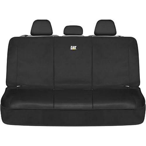 CAT Flexfit™ Black Rear Seat Cover for Car, SUV, & Truck - Durable Canvas Material Back Car Seat Covers 60/40 Split Bench Protector - Back Seats Cover & Rear Bench Protector Interior Accessories