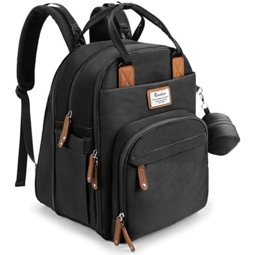 RUVALINO Baby Diaper Bag Backpack with Changing Pad, Waterproof, XL Black
