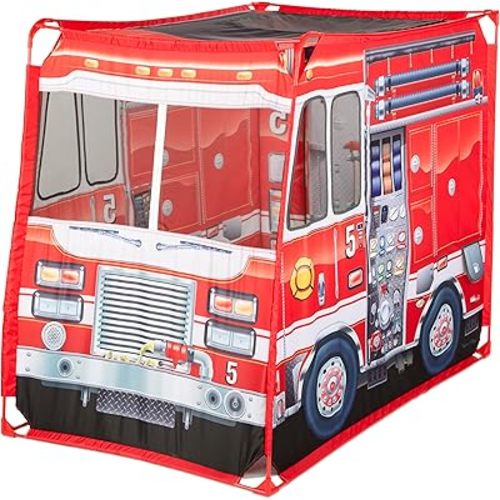 Melissa & Doug Fire Truck Play Tent Role Play Firefighter Tent, Fire Truck for Kids Ages 3+
