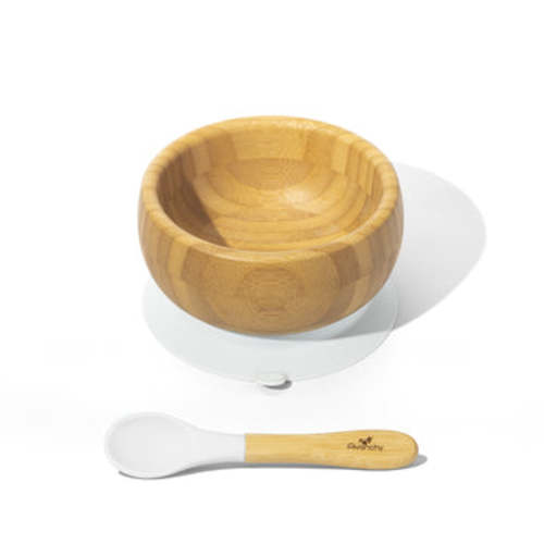 Avanchy | Bamboo Baby Bowls - BLW Suction Infant Feeding Bowl + Spoon