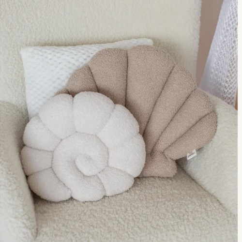 Seashell Nursery Pillow, Shell Cushion for Kids Room, Coastal Baby Room Decor