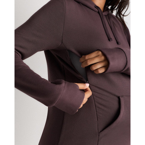 SuperSoft Fleece Maternity & Nursing Hoodie in Dried Fig - Size L