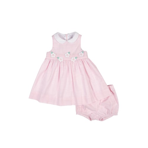 Linen-Look Dress & Bloomer With Flowers