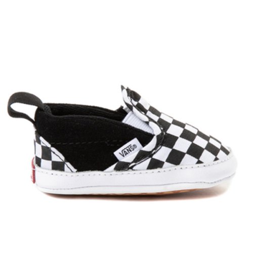 Vans Slip-On V Checkerboard Crib Shoe - Baby - Black / White | Journeys