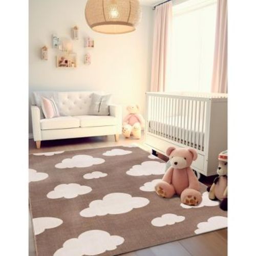 Unique Loom Whimsy Kids Collection Area Rug - Clouds (2' x 3' 1" Rectangle Hazelnut Beige/Ivory)