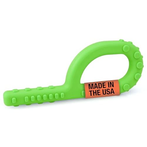 ARK Textured Grabber Sensory Chew, Sensory Toys for Kids and Adults, Chewy Fidget for Autism, ADHD, SPD, Anxiety, Medical-Grade Oral Motor Therapy Tools, XT, Firm, Lime Green