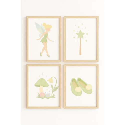 Tinker Bell Watercolor Print Set: Pastel Fairy Garden Nursery Art (Digital Download)