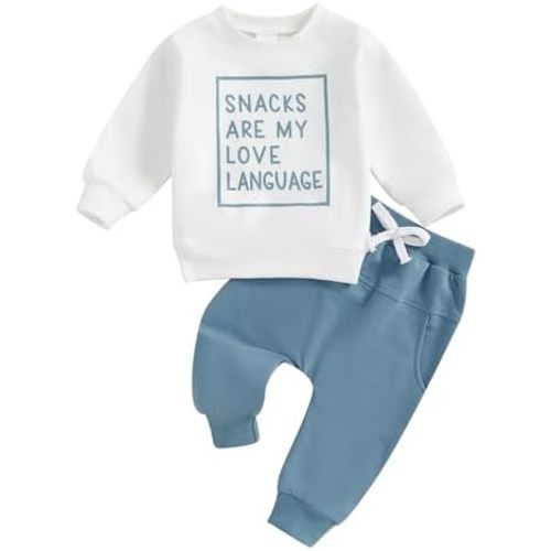 Toddler Baby Boy Fall Winter Outfit Long Sleeve Letter Print Sweatshirts and Jogger Pants Infant Boy Clothes