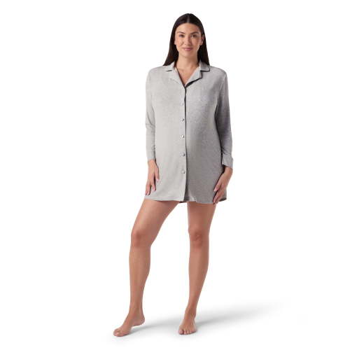 Ingrid & Isabel For Every Belly Women's Maternity Rib Button Down Sleepshirt, Sizes S-XXXL