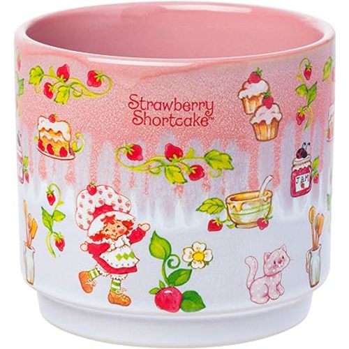 Silver Buffalo Strawberry Shortcake Core Vintage Reactive Glaze Ceramic Planter Pot