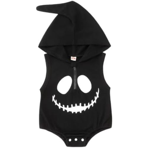 Baby Boy Girl Halloween Outfit Ghost Pumpkin Hooded Romper Onesie