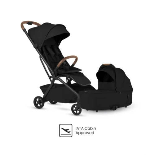 Silver Cross Nia Compact Stroller + Folding Bassinet Bundle - Onyx Black